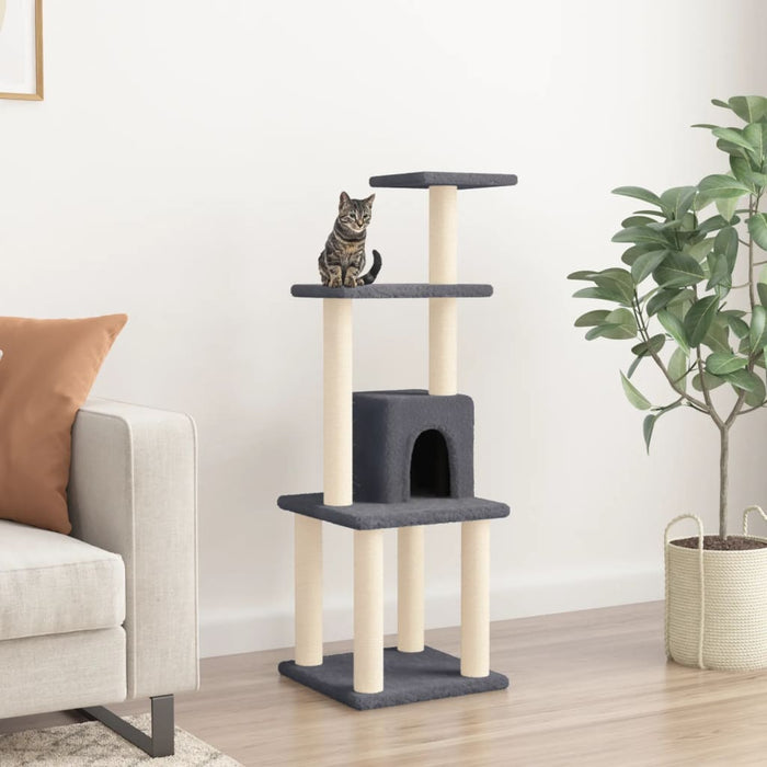 vidaXL Cat Tree with Sisal Scratching Posts Dark Grey 105 cm