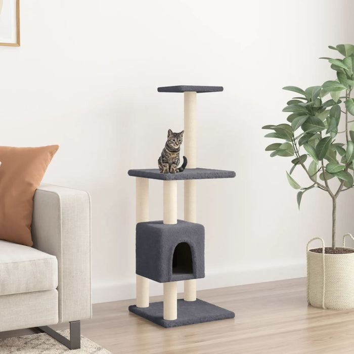 vidaXL Cat Tree with Sisal Scratching Posts Dark Grey 104 cm