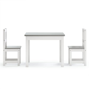 vidaXL 3 Piece Children Table and Chair Set White and Grey MDF