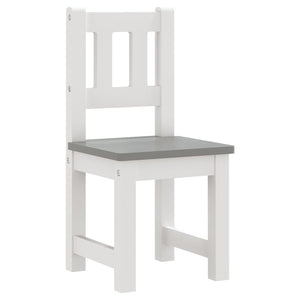 vidaXL 3 Piece Children Table and Chair Set White and Grey MDF