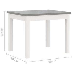 vidaXL 3 Piece Children Table and Chair Set White and Grey MDF