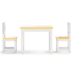 vidaXL 3 Piece Children Table and Chair Set White and Beige MDF