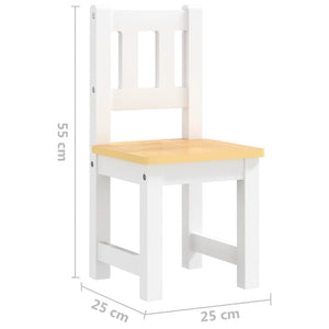 vidaXL 3 Piece Children Table and Chair Set White and Beige MDF