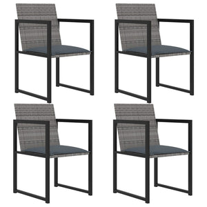 vidaXL 5 Piece Outdoor Dining Set with Cushions Poly Rattan Grey