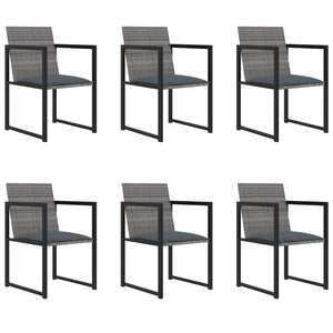 vidaXL 7 Piece Outdoor Dining Set with Cushions Poly Rattan Grey