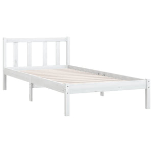 810073 vidaXL Bed Frame without Mattress White Solid Wood 100x200 cm