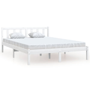 810093 vidaXL Bed Frame without Mattress White Solid Wood 160x200 cm