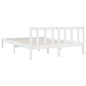 810093 vidaXL Bed Frame without Mattress White Solid Wood 160x200 cm