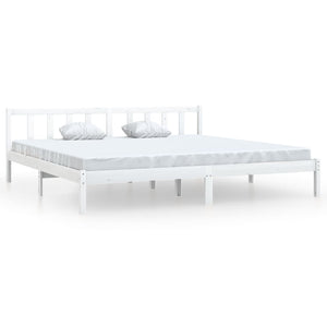 810103 vidaXL Bed Frame without Mattress White Solid Wood 200x200 cm