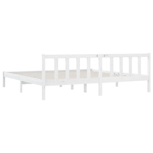 810103 vidaXL Bed Frame without Mattress White Solid Wood 200x200 cm