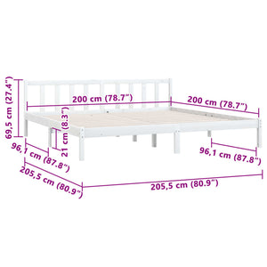 810103 vidaXL Bed Frame without Mattress White Solid Wood 200x200 cm