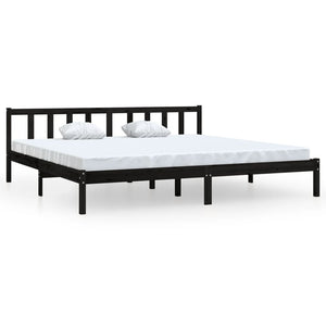 810106 vidaXL Bed Frame without Mattress Black Solid Wood 200x200 cm