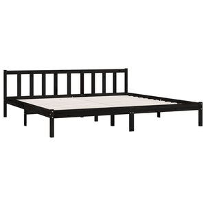 810106 vidaXL Bed Frame without Mattress Black Solid Wood 200x200 cm