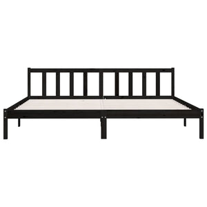 810106 vidaXL Bed Frame without Mattress Black Solid Wood 200x200 cm