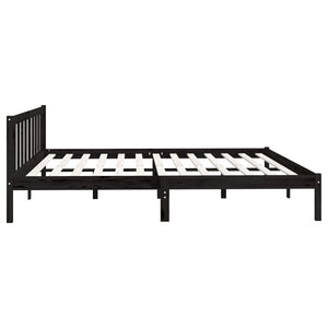 810106 vidaXL Bed Frame without Mattress Black Solid Wood 200x200 cm