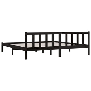 810106 vidaXL Bed Frame without Mattress Black Solid Wood 200x200 cm