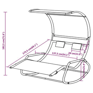 vidaXL Rocking Double Sun Lounger with Canopy Green and Cream