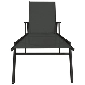 vidaXL Sun Lounger Steel and Textilene Fabric Black