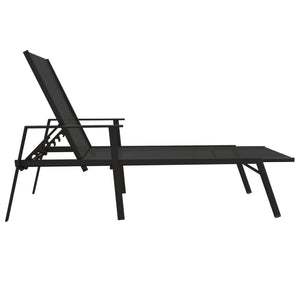 vidaXL Sun Lounger Steel and Textilene Fabric Black