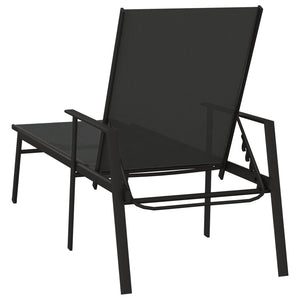 vidaXL Sun Lounger Steel and Textilene Fabric Black