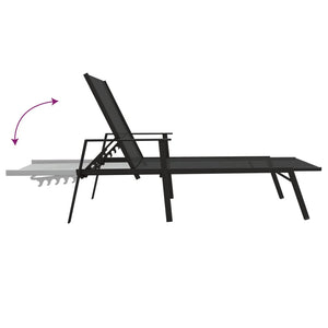 vidaXL Sun Lounger Steel and Textilene Fabric Black