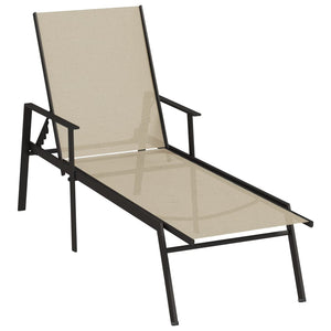 vidaXL Sun Lounger Steel and Textilene Fabric Cream