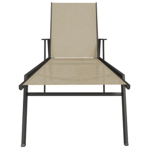 vidaXL Sun Lounger Steel and Textilene Fabric Cream