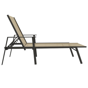 vidaXL Sun Lounger Steel and Textilene Fabric Cream