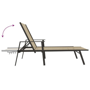 vidaXL Sun Lounger Steel and Textilene Fabric Cream