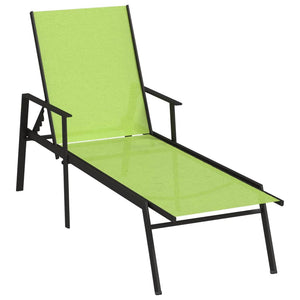 vidaXL Sun Lounger Steel and Textilene Fabric Green