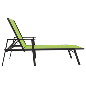 vidaXL Sun Lounger Steel and Textilene Fabric Green