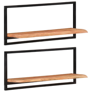 vidaXL Wall Shelves 2 pcs 80x25x35 cm Solid Wood Acacia and Steel