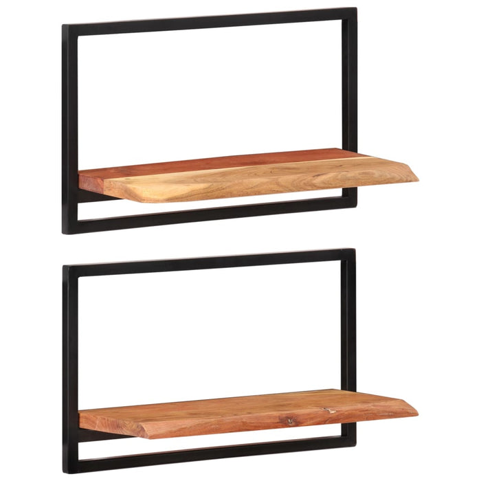 vidaXL Wall Shelves 2 pcs 60x25x35 cm Solid Wood Acacia and Steel