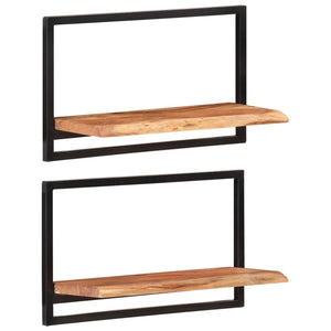 vidaXL Wall Shelves 2 pcs 60x25x35 cm Solid Wood Acacia and Steel