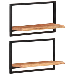 vidaXL Wall Shelves 2 pcs 60x25x35 cm Solid Wood Acacia and Steel