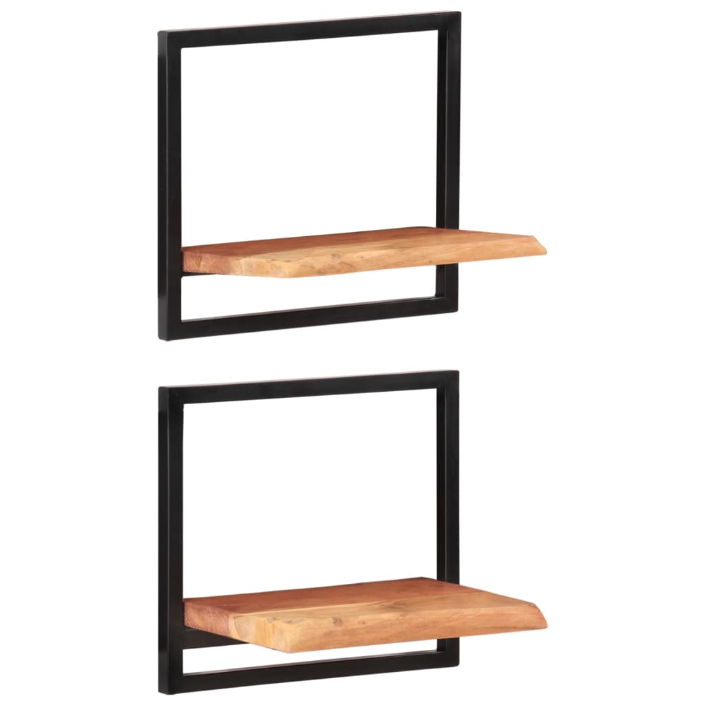 vidaXL Wall Shelves 2 pcs 40x24x35 cm Solid Wood Acacia and Steel