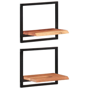 vidaXL Wall Shelves 2 pcs 40x24x35 cm Solid Wood Acacia and Steel