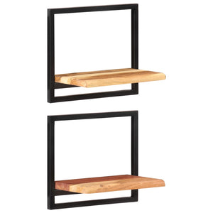 vidaXL Wall Shelves 2 pcs 40x24x35 cm Solid Wood Acacia and Steel