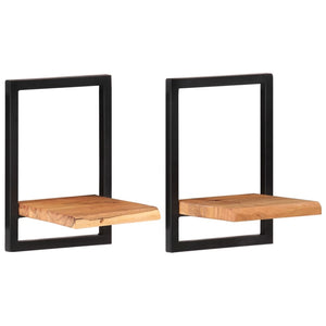 vidaXL Wall Shelves 2 pcs 25x25x35 cm Solid Wood Acacia and Steel