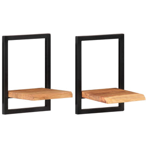 vidaXL Wall Shelves 2 pcs 25x25x35 cm Solid Wood Acacia and Steel