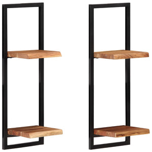 vidaXL Wall Shelves 2 pcs 25x25x75 cm Solid Wood Acacia and Steel