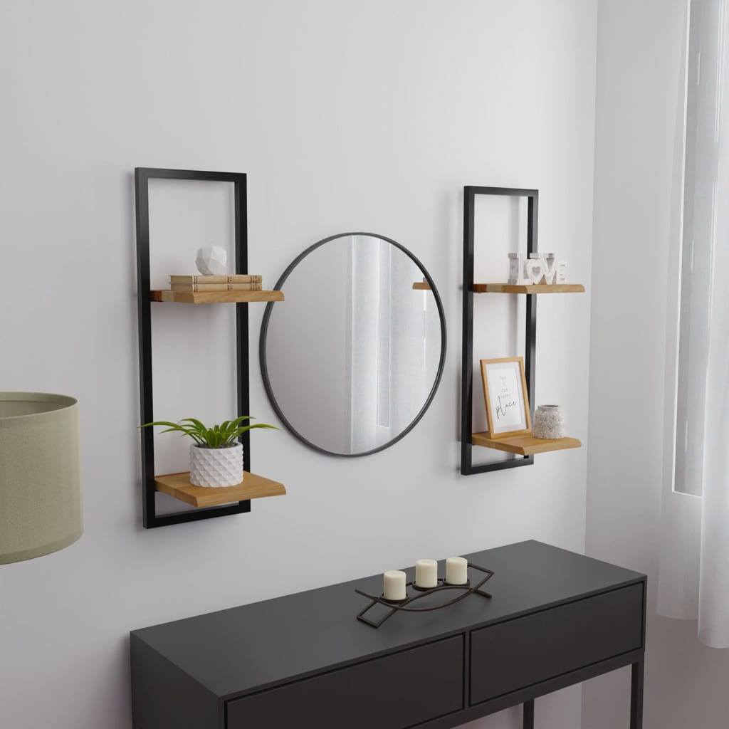 vidaXL Wall Shelves 2 pcs 25x25x75 cm Solid Wood Acacia and Steel