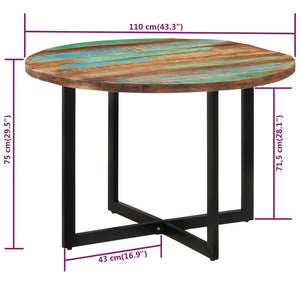 vidaXL Dining Table 110x75 cm Solid Wood Reclaimed