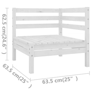 vidaXL 3 Piece Garden Lounge Set White Solid Pinewood