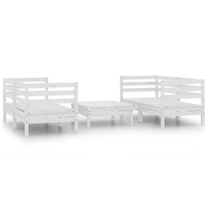 vidaXL 5 Piece Garden Lounge Set White Solid Pinewood