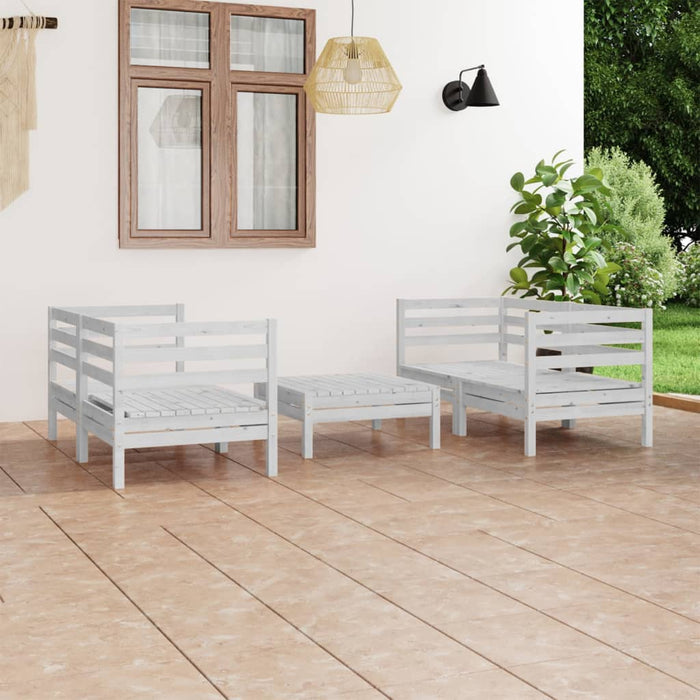 vidaXL 5 Piece Garden Lounge Set White Solid Pinewood