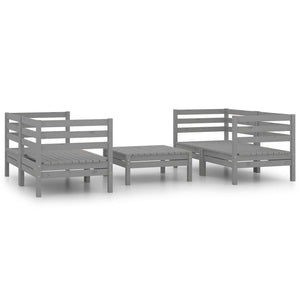 vidaXL 5 Piece Garden Lounge Set Grey Solid Pinewood