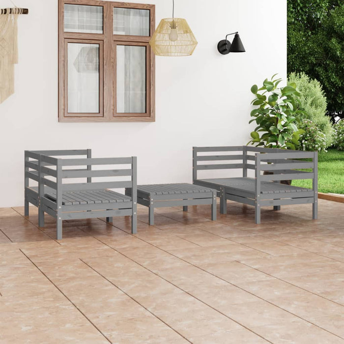 vidaXL 5 Piece Garden Lounge Set Grey Solid Pinewood