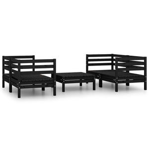 vidaXL 5 Piece Garden Lounge Set Black Solid Pinewood