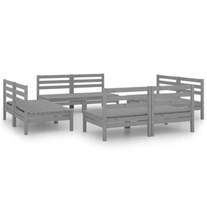 vidaXL 8 Piece Garden Lounge Set Grey Solid Pinewood